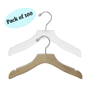 Children's 12 Flat Wood Dress & Top Hanger: Case of 100.