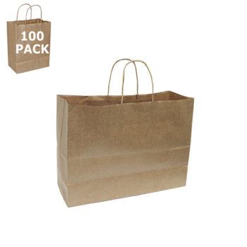 Pinstripe Vogue Paper Shopping Bag-100 Pack Kraft Paper Vogue Size Shopping Bag-100 Pack