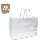 White Paper Vogue Size Shopping Bag-100 Pack