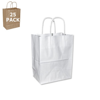 White Paper Cub Size Shopping Bag-25 Pack
