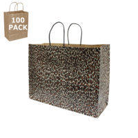 Leopard Print Vogue Shopping Bag-100 PACK