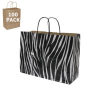 Zebra Print Vogue Paper Shopping Bag-100 Pack