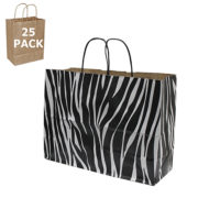Zebra Print Vogue Paper Shopping Bag-25 Pack