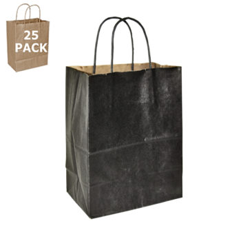 Black Kraft Cub Paper Shopping Bag-25 Pack