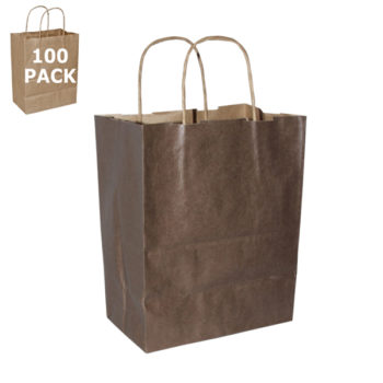 Chocolate Cub Paper Shopping Bag-100 Pack