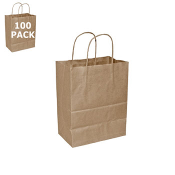 Kraft Cub Size Paper Shopping Bag-100 Pack