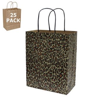 Leopard Print Cub Paper Shopping Bag-25 Pack