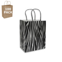 Zebra Paper Shopping Bag-Cub Size, 100 Pack