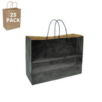 Black Vogue Size Paper Shopping Bag-25 Pack