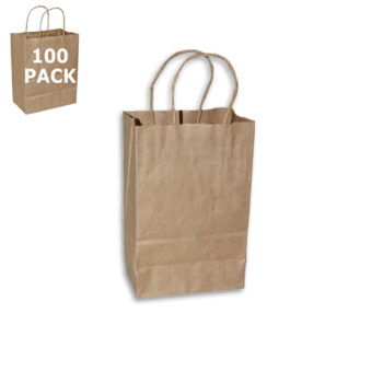 Kraft Paper Gem Size Shopping Bag-100 Pack