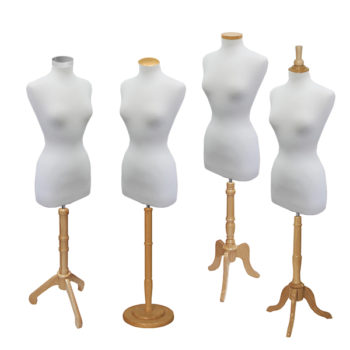 Dress Form Set with Natural Wood