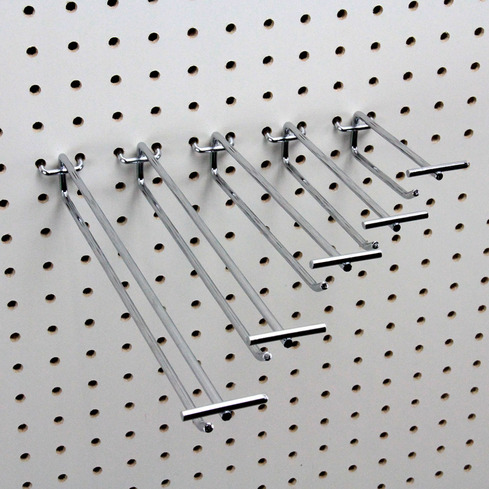 8 Black Pegboard Flip Up Scanner Hooks with Label Holders - Store Fixtures  Direct